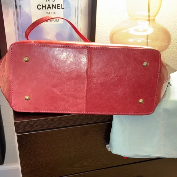 HOBO Cherry Red Leather Tote - Picture 5 of 9